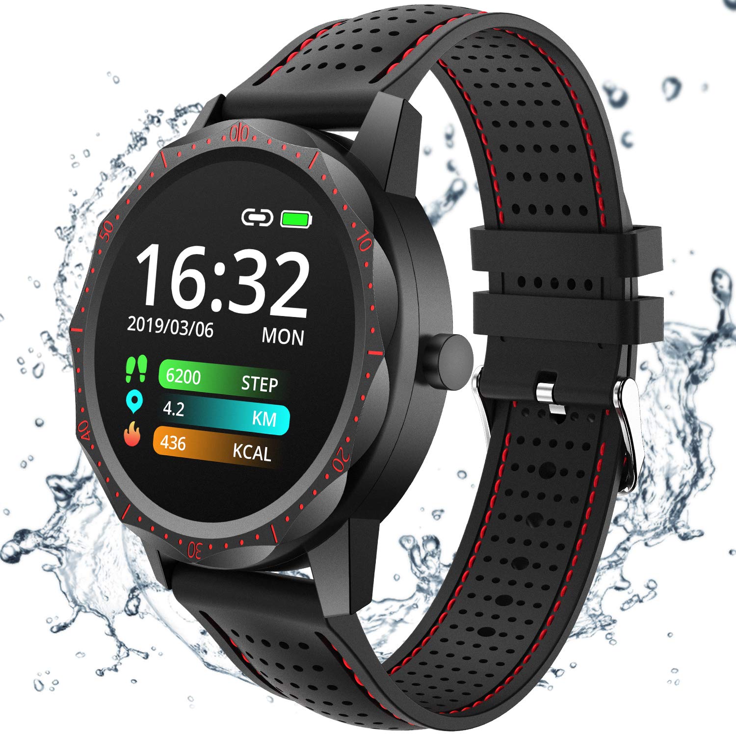 Smart Watch with All-Day Blood Pressure Heart Rate Monitor, Waterproof